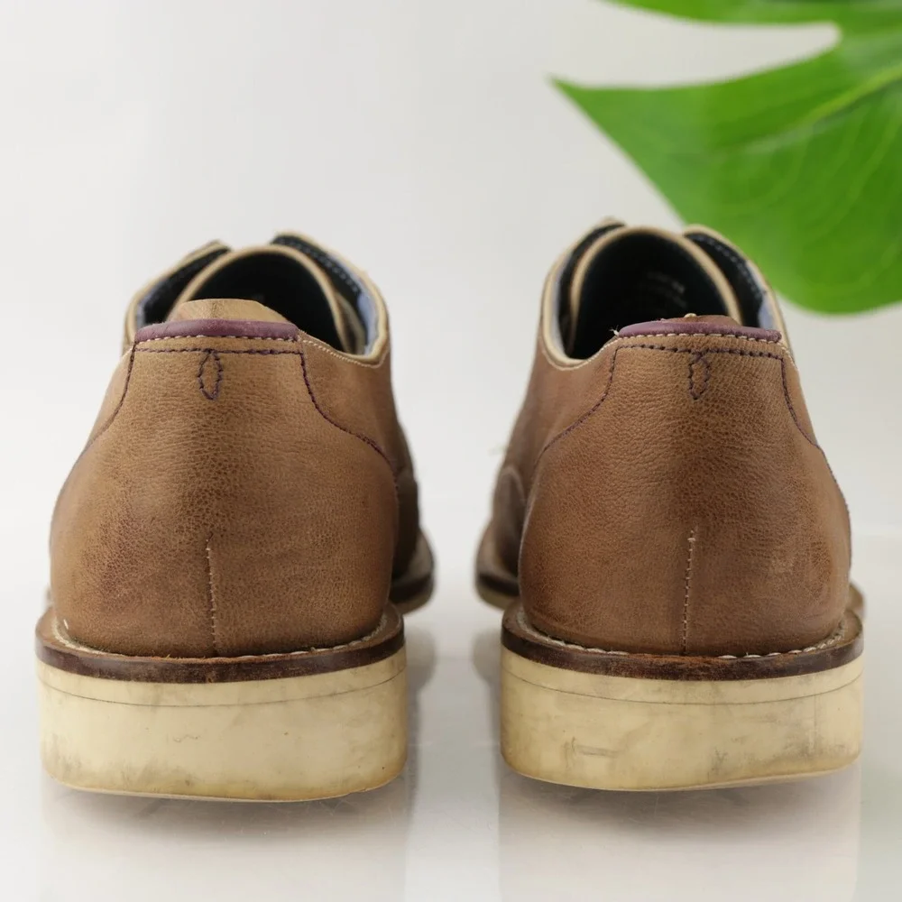 Ted Baker Mens Tich Oxford Size 8 Brown Leather Plain Toe Lug Sole Casual Shoes